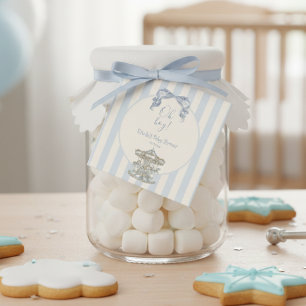 Oh Junge Blaue Schleife Karussell vintage Baby Sho Geschenkanhänger