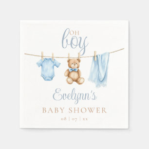Oh Junge Blaue Wäscheleine Baby Shower Serviette