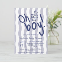 Oh Junge Blaue Wellig gestreifte Babyparty