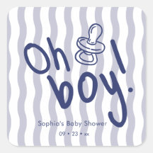 Oh Junge Blaue Wellig gestreifte Babyparty