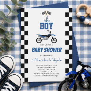 Oh Junge Blaues Dirt Bike Baby Shower Einladung