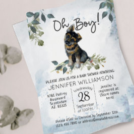 Oh Junge! Deutsche Schäferpuppe Wasserfarben Babyd Einladung