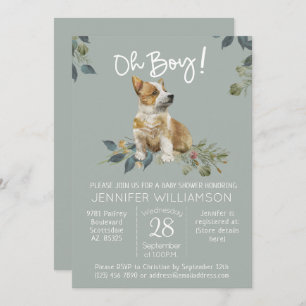 Oh Junge! Dog Baby Shower Corgi Puppy Einladung