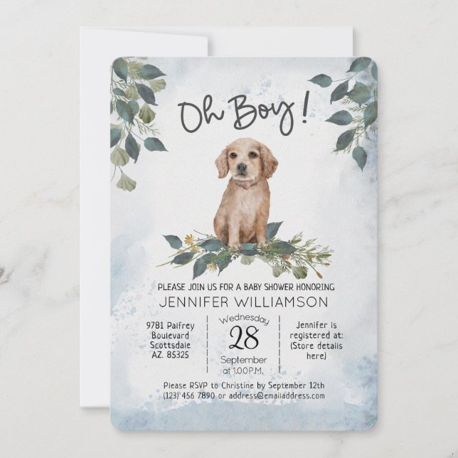 Oh Junge! Dog Baby Shower Einladung (Vorderseite)