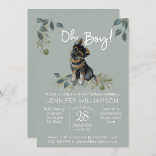 Oh Junge! Dog Baby Shower German Shepherd Puppy Sa Einladung