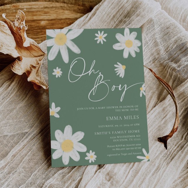 Oh Junge Dusche Einladung Daisy Sage Green (Von Creator hochgeladen)