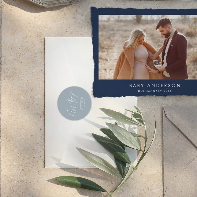 oh-Junge-Duschkopf blau Runder Aufkleber (Von Creator hochgeladen)