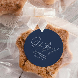 oh Junge Duschskript navin blau elegant Runder Aufkleber