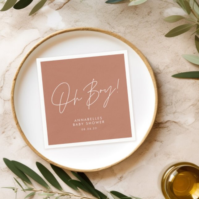 Oh Junge Duschskript Terracotta elegant Serviette (Von Creator hochgeladen)