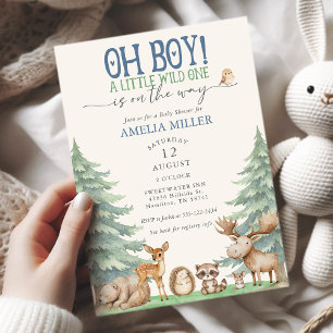 Oh Junge, ein kleiner Wilder Waldtier Baby Shower Einladung