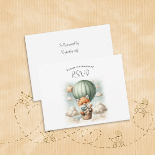 Oh Junge Fuchs Heißluftballon-Abenteuer-Baby-Party RSVP Karte
