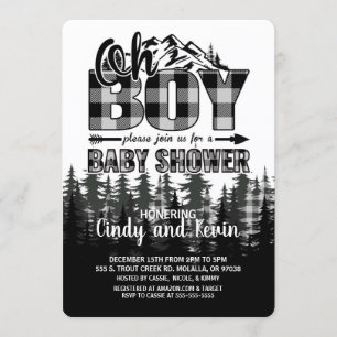 Oh Junge graue Lumberjack Baby Dusche Einladung