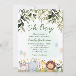 Oh Junge Greenery Dschungelsafari Tiere Babydusche Einladung