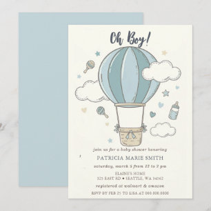 Oh Junge Heißluftballon Junge Baby Shower Einladung