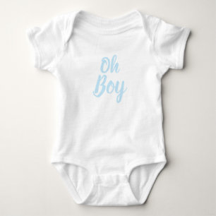 Oh Junge hellblaue Schrift Baby-Party Geschlechter Baby Strampler