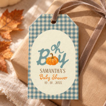 Oh Junge Kürbis blau Gingham Baby-Party