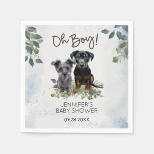 Oh Junge! Lyla und Rockie Watercolor Baby Shower Serviette
