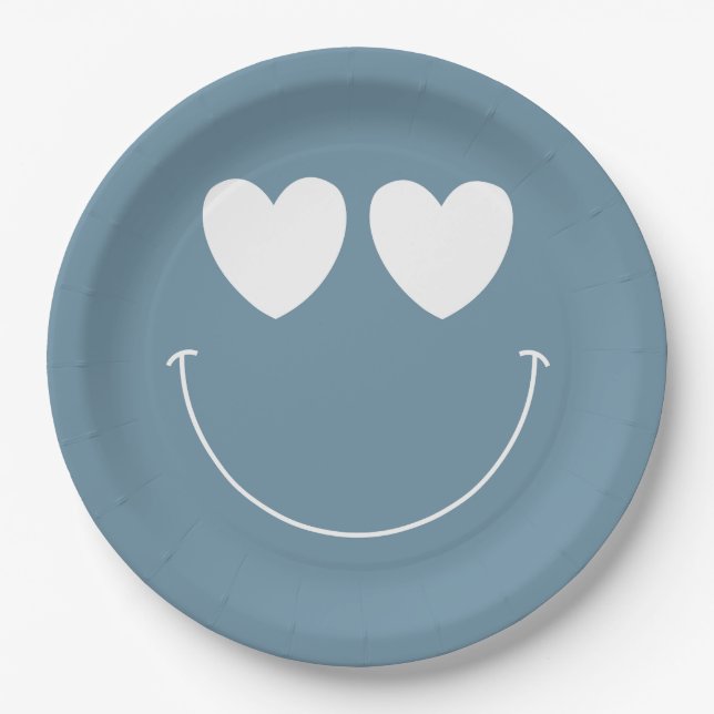 Oh Junge! Moderne Groovy Happy Face Baby Shower Pappteller (Vorderseite)