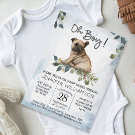 Oh Junge! Mops Welppy Modern Watercolor Babydusche Einladung