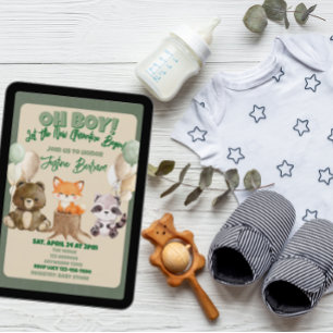 Oh Junge Neue Abenteuer Waldtiere Baby-Party Einladung