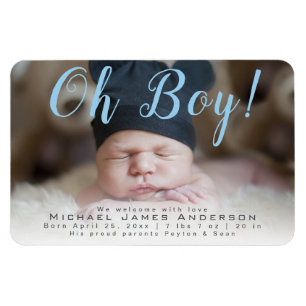 Oh Junge! New Baby Birth Annoucement Foto Magnet