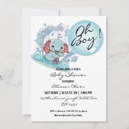 Oh Junge Niedlich Baby Elephant Blue Bubble Baby D Einladung