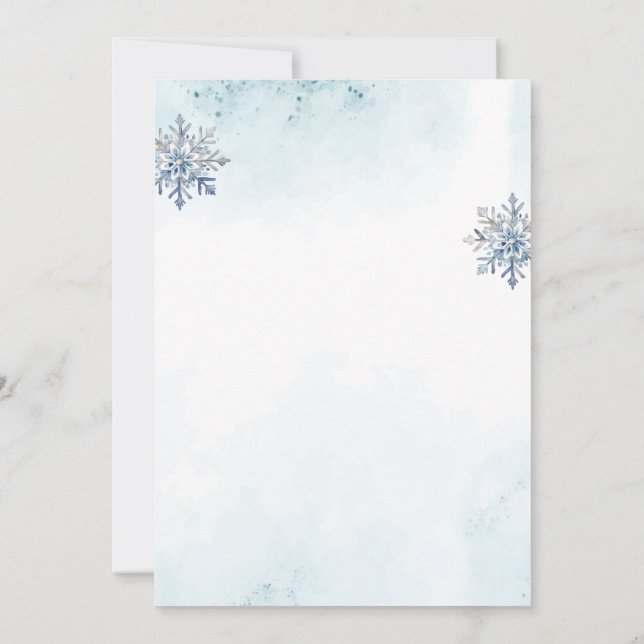 Oh Junge Niedlich Blue Deer Snowflake Baby Boy Dus Einladung (Rückseite)