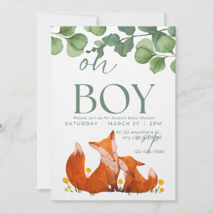 Oh Junge niedlich Safar Blumenfuchs Babydusche Einladung