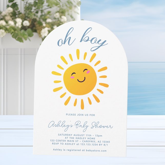 Oh Junge Niedlich Sunshine Blue Baby Dusche Einladung (Von Creator hochgeladen)