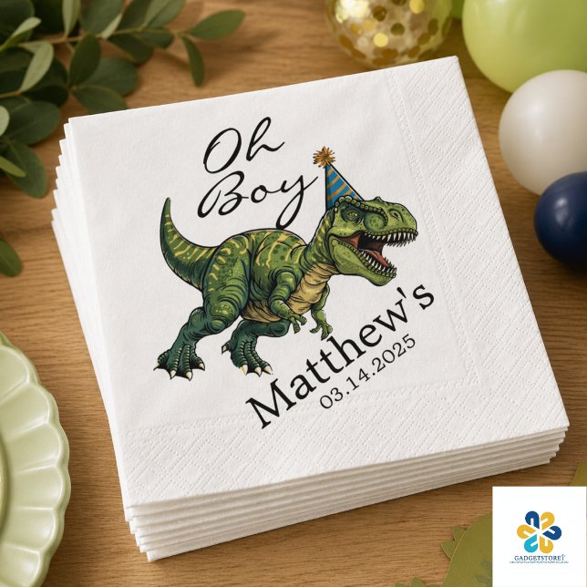 Oh Junge! Niedliche Dinosaur Babydusche Serviette (Oh Boy! Cute Dinosaur Baby Shower Napkins)