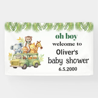 oh Junge niedliche Dschungelsafari Tiere Babydusch Banner
