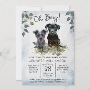 Oh Junge! Niedliche Lyla- und Rockie-Baby-Dusche Einladung