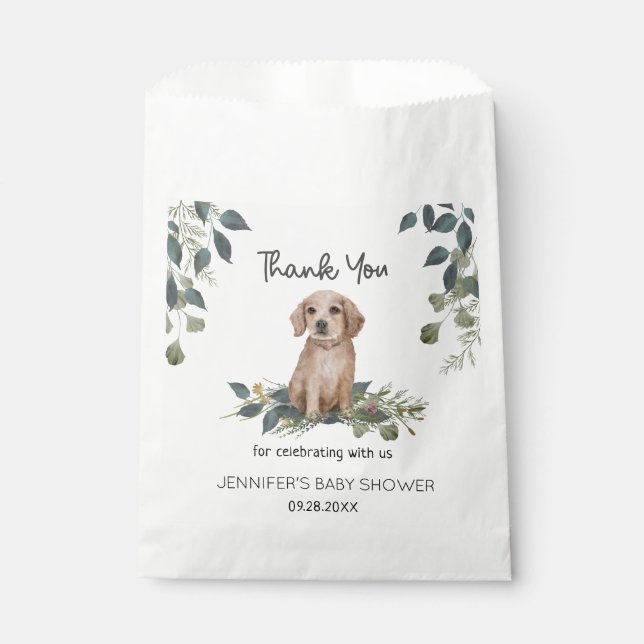 Oh Junge! Retriever Puppy Watercolor Dog Babydusch Geschenktütchen (Vorderseite)