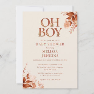 Oh Junge Rustikale Blumen Herbst Baby Shower Einladung