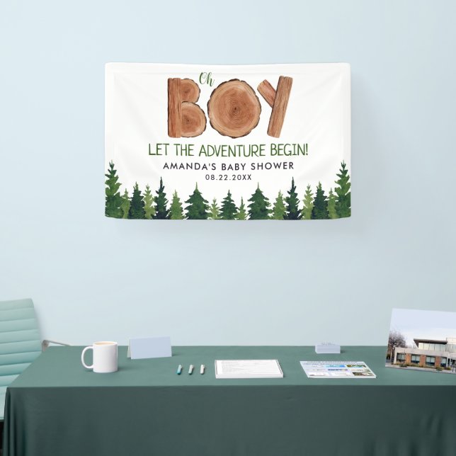 Oh Junge - Rustikale Boy Woodland Babydusche Banner (Messe)