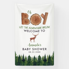 Oh Junge - Rustikale Boy Woodland Babydusche Willk Banner