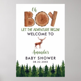 Oh Junge - Rustikale Boy Woodland Babydusche Willk Poster
