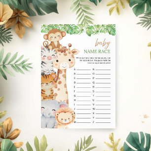 Oh Junge! Safari-Baby-Party Baby-Namen-Rennen-Sp Einladung
