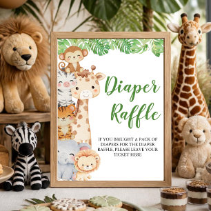 Oh Junge! Safari Dusche Windel Raffel Tischschil Poster