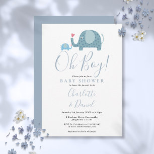 Oh Junge Süße Elefanten Baby Shower Einladung