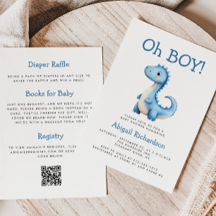Oh Junge Süßer Blauer Dinosaurier QR Code Baby Sho Einladung