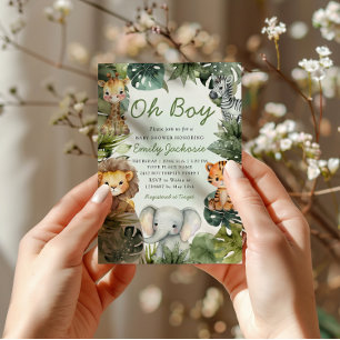 Oh Junge Tropische Dschungelsafari Tiere Babydusch Einladung
