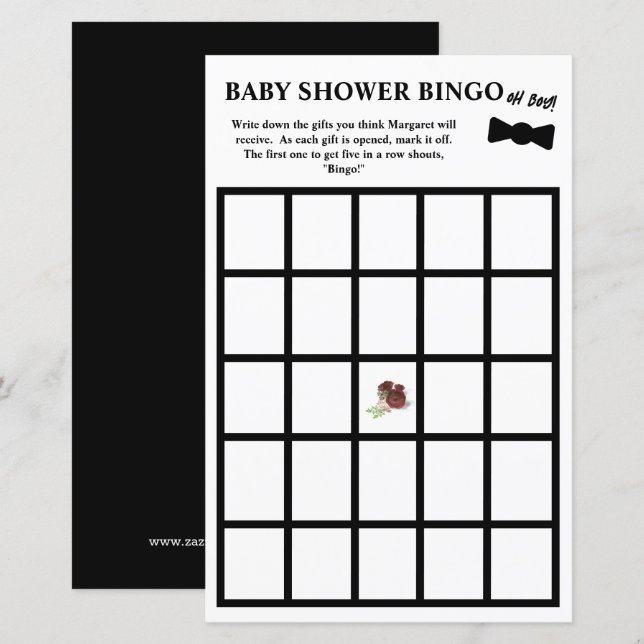 Oh Junge! Tuxedo Baby Shower Bingo (Vorne/Hinten)