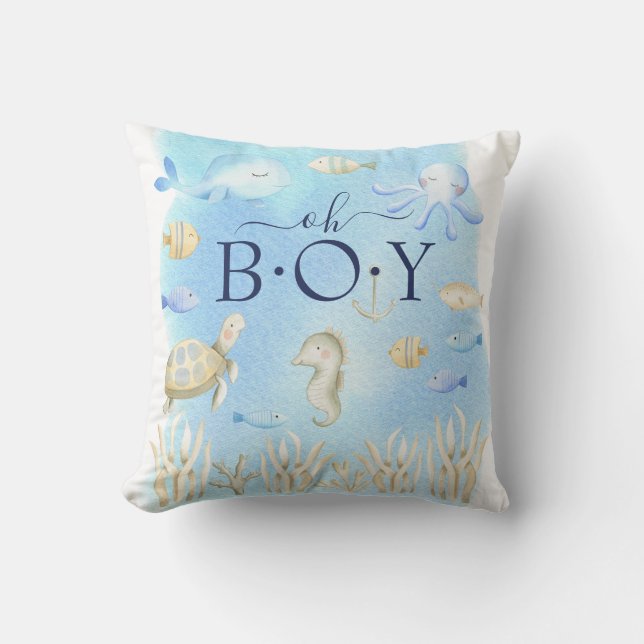 Oh Junge unter dem Meer Baby Birth Stats Pillow Kissen (Vorderseite)
