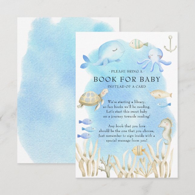 Oh Junge unter dem Meer Baby Duschbuch für Baby Begleitkarte (Vorne/Hinten)