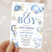 Oh Junge Unter dem Meer Ozean-Baby-Shower-Einladun