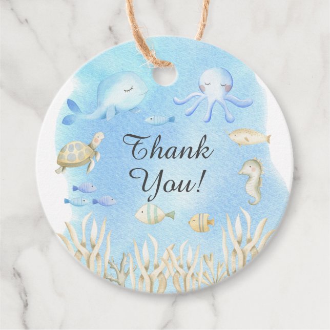 Oh Junge unter der Sea Baby Dusche Gefallen Gesche Geschenkanhänger (Vorderseite)