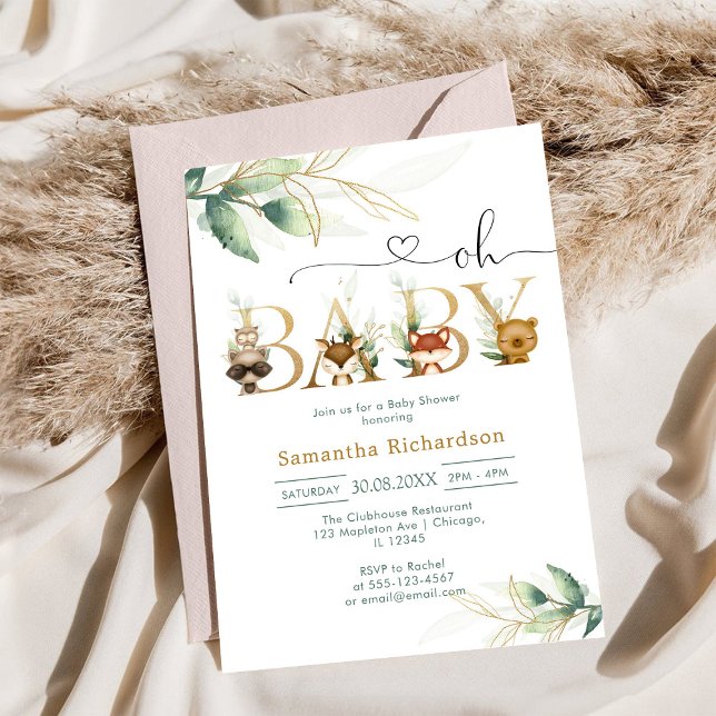 Oh Junge Wald Baby Shower Einladung (Von Creator hochgeladen)