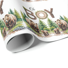 Oh Junge: Waldbaumtypografie Bärendusche Geschenkpapier