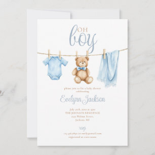 Oh Junge Wäscheleine Baby Shower Alles in Einem Einladung